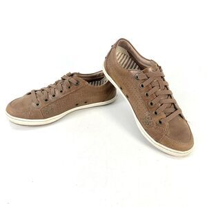 Taos Shoes Womens 7 Brown Freedom Sneakers Leather Low Top Lace-Up Comfort Studs